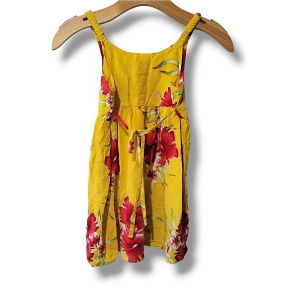 Aloha Fashion Girls Yellow Tropical Floral Vacation Dress – Size 8, Sleeveless - Picture 2 of 8